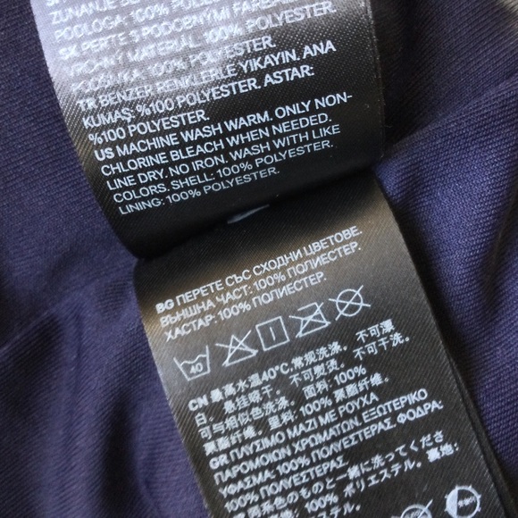 H&M Chiffon Shift Dress  Navy Blue Size 10 Lined Sheer Sleeves - Picture 13 of 14